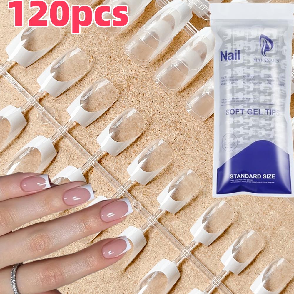 Nail Art Wedding - 120pcs/bag Clear French Coffin Press On