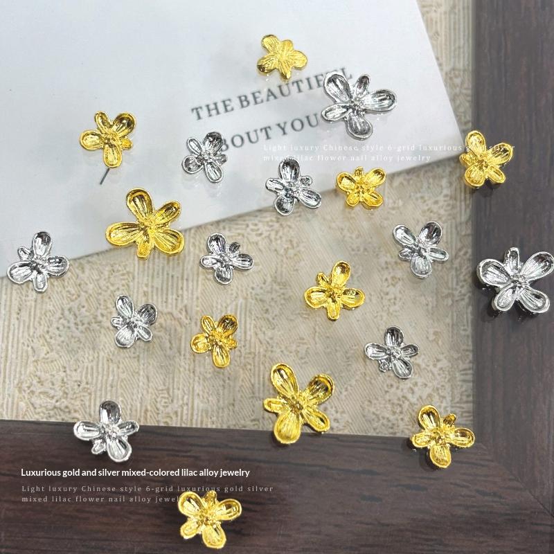 Nail Art Lilac - 20/30pcs Lilac Flower 3D Alloy Nail