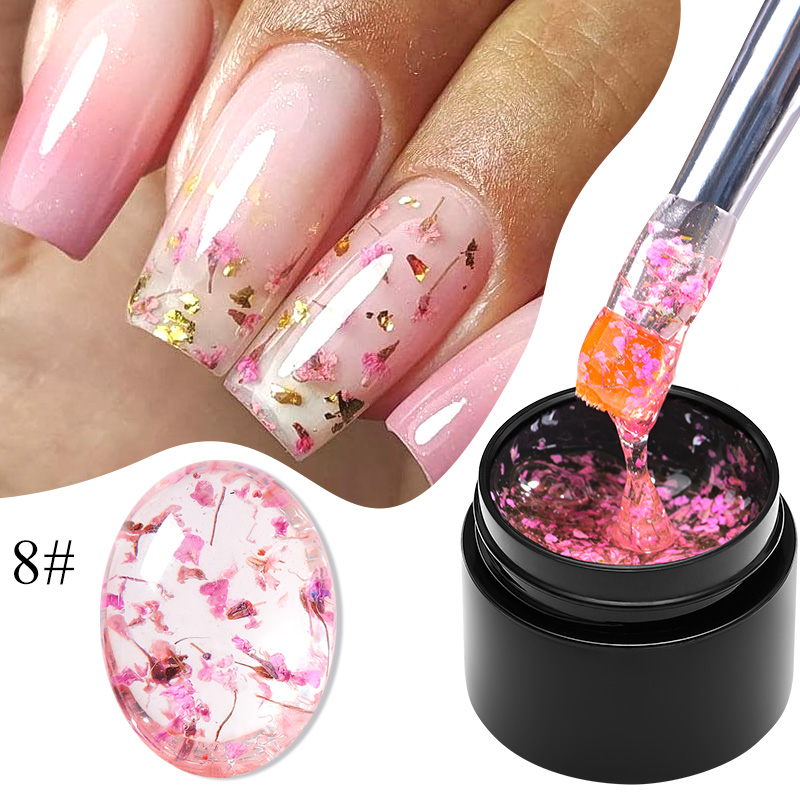 Nail Art Orange - MEET ACROSS 5ml Pink Dried Flower