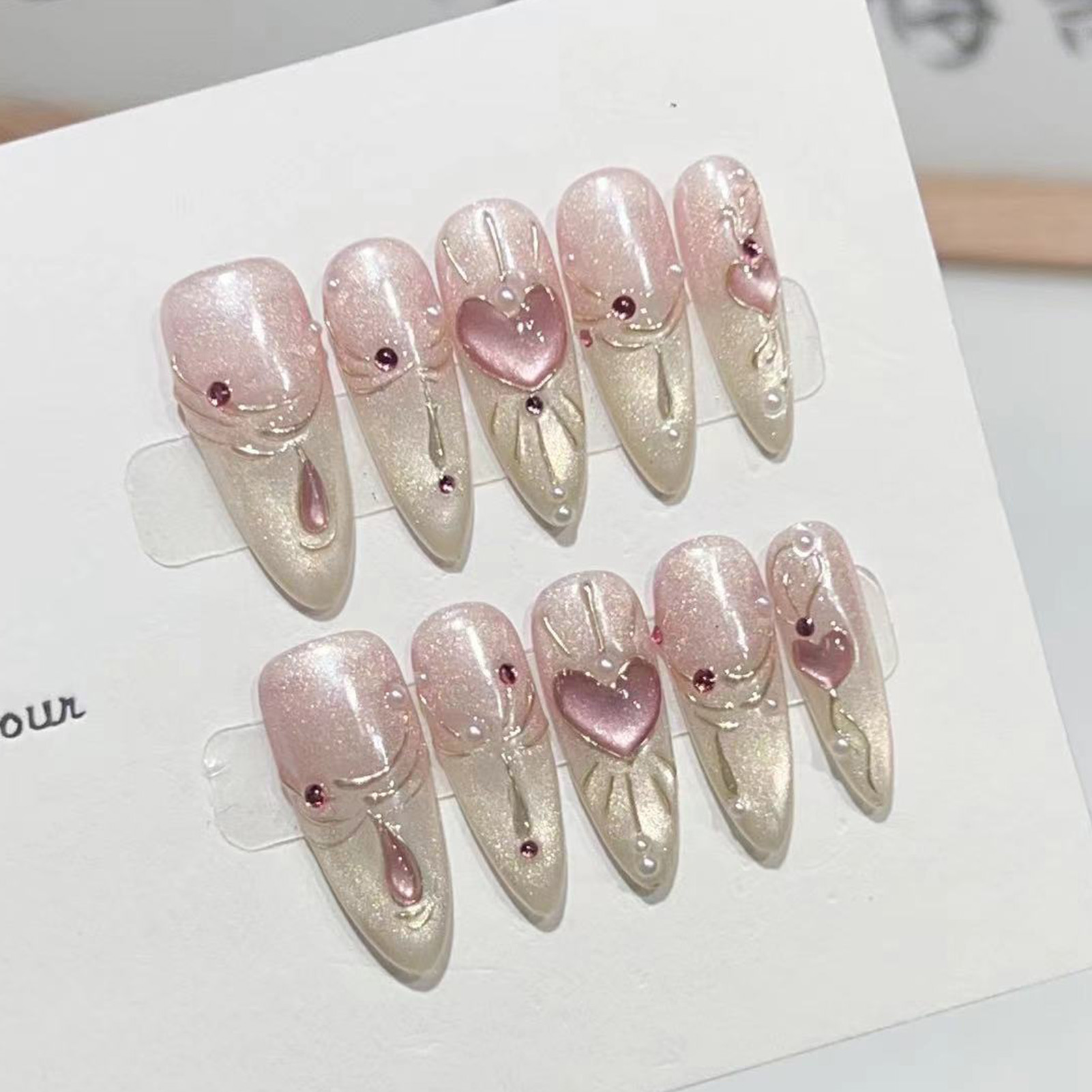Nail Art Wedding - 10PCS Almond Glossy Press On Nails