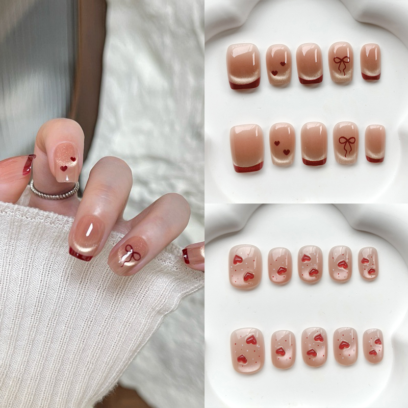 Nail Art Eye Cat - 10Pcs French Style Cute Sweetheart Nail