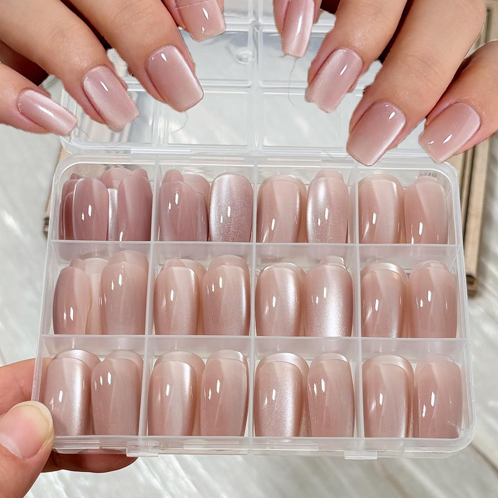 Nail Art Wedding - 144Pcs/Box Nude Pink Cat's Eye Press
