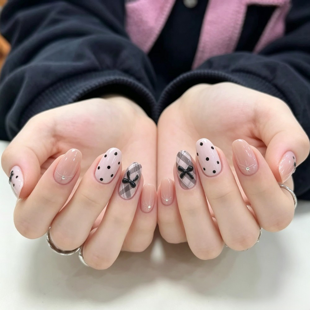 24Pcs French Plaid Bean Paste  - đánh giá và giá Nail Art Wedding