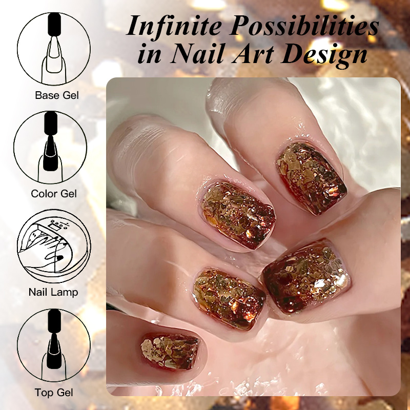 7ml Golden Brown Glitter Sequi - đánh giá và giá Nail Art Orange