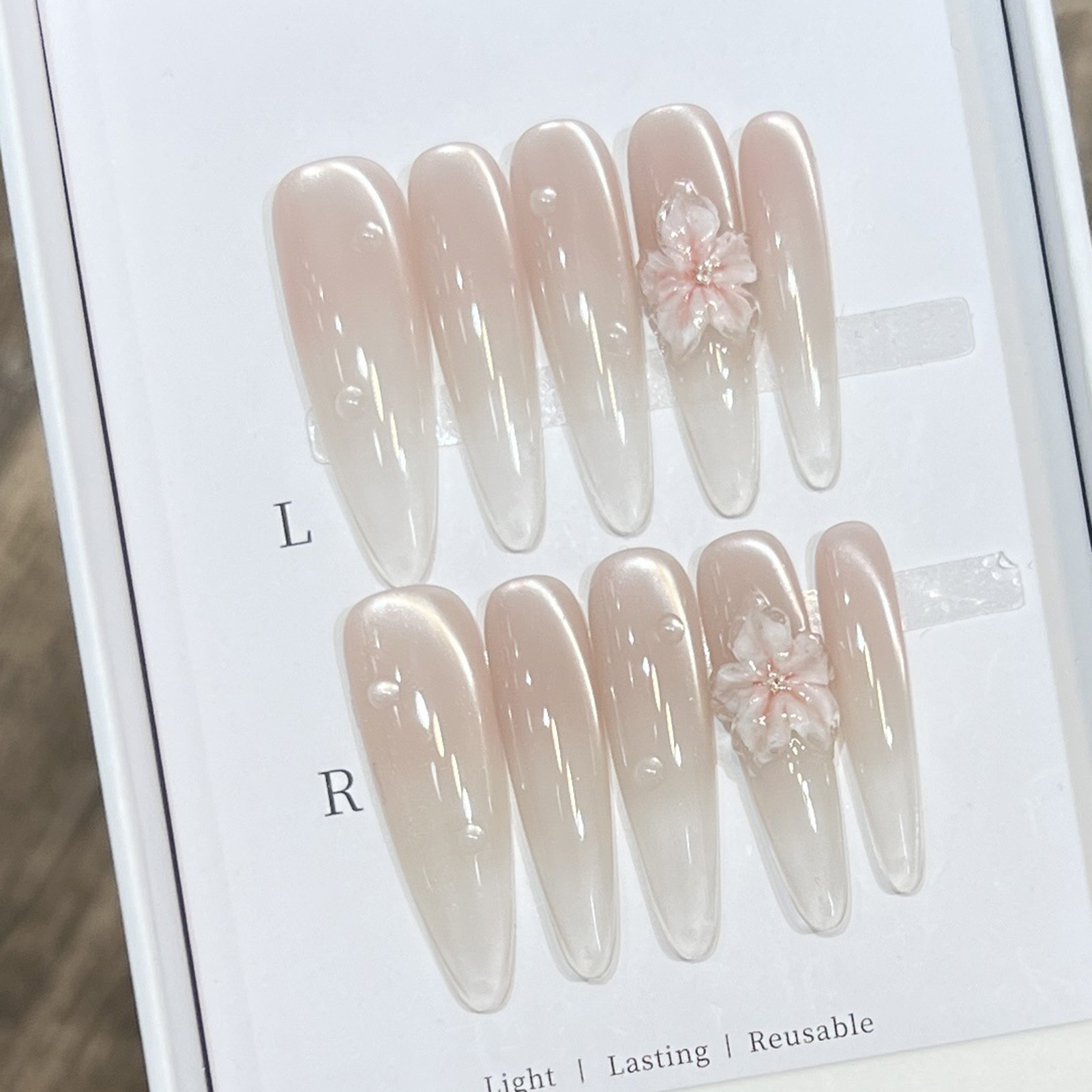 10pcs Long Almond Fake Nails T - đánh giá và giá Nail Art Wedding