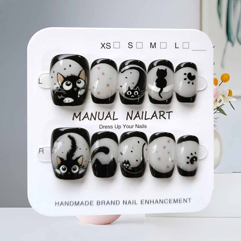 10Pcs Cute Cartoon Black Cat B - đánh giá và giá Nail Art Eye Cat