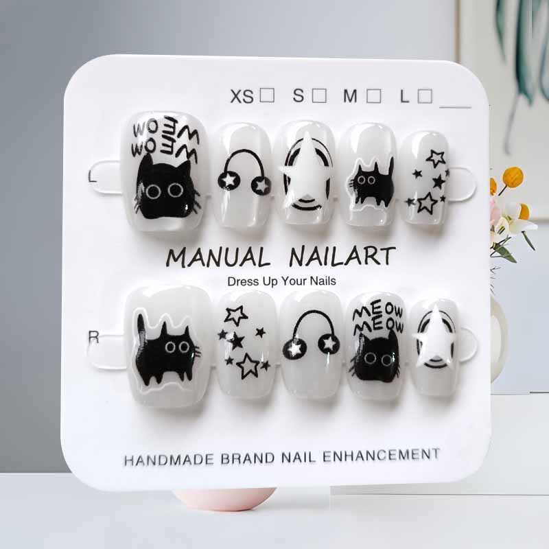 10Pcs Cute Cartoon Black Cat B - đánh giá và giá Nail Art Eye Cat