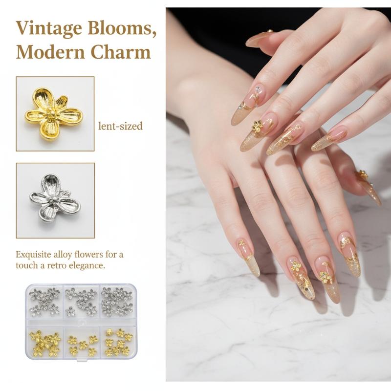 20/30pcs 3D Alloy Flower Nail  - đánh giá và giá Nail Art Lilac
