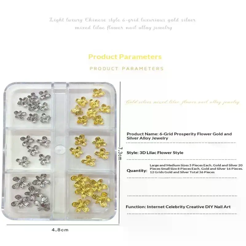 20/30pcs 3D Alloy Flower Nail  - đánh giá và giá Nail Art Lilac