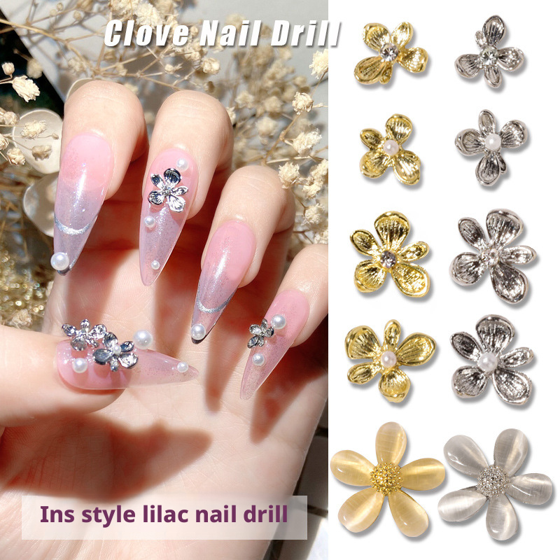 10Pcs Y2K Lilac Flower 3D Nail - đánh giá và giá Nail Art Lilac
