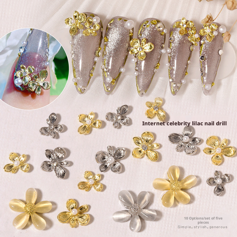 10Pcs Y2K Lilac Flower 3D Nail - đánh giá và giá Nail Art Lilac
