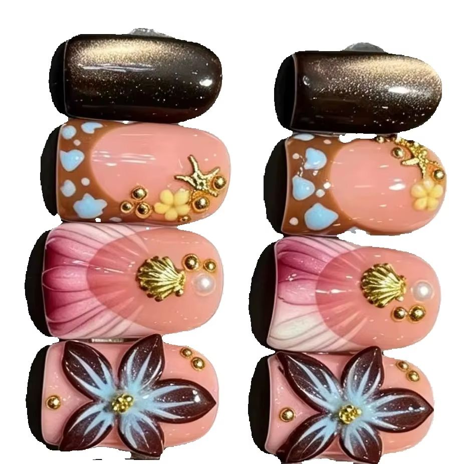 10Pcs/set Nude Pink Gradient S - đánh giá và giá Nail Art Eye Cat