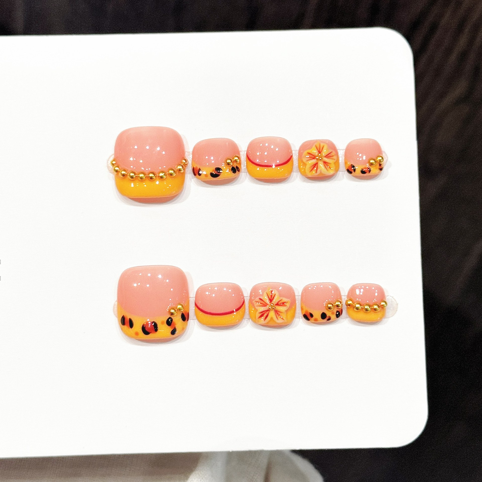 10pcs Handmade Pressed Foot Na - đánh giá và giá Nail Art Orange