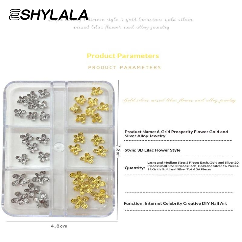 20/30pcs 3D Alloy Flower Nail  - đánh giá và giá Nail Art Lilac