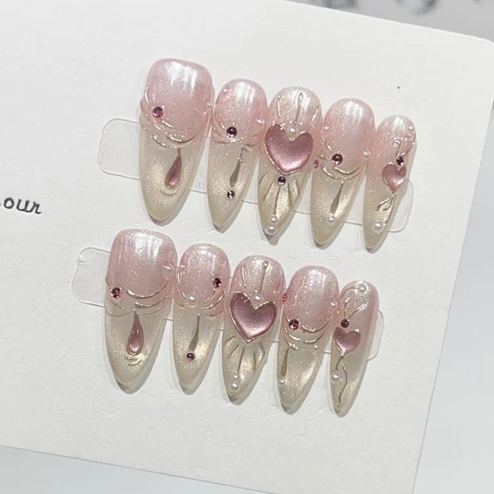 10PCS Almond Glossy Press On N - đánh giá và giá Nail Art Wedding