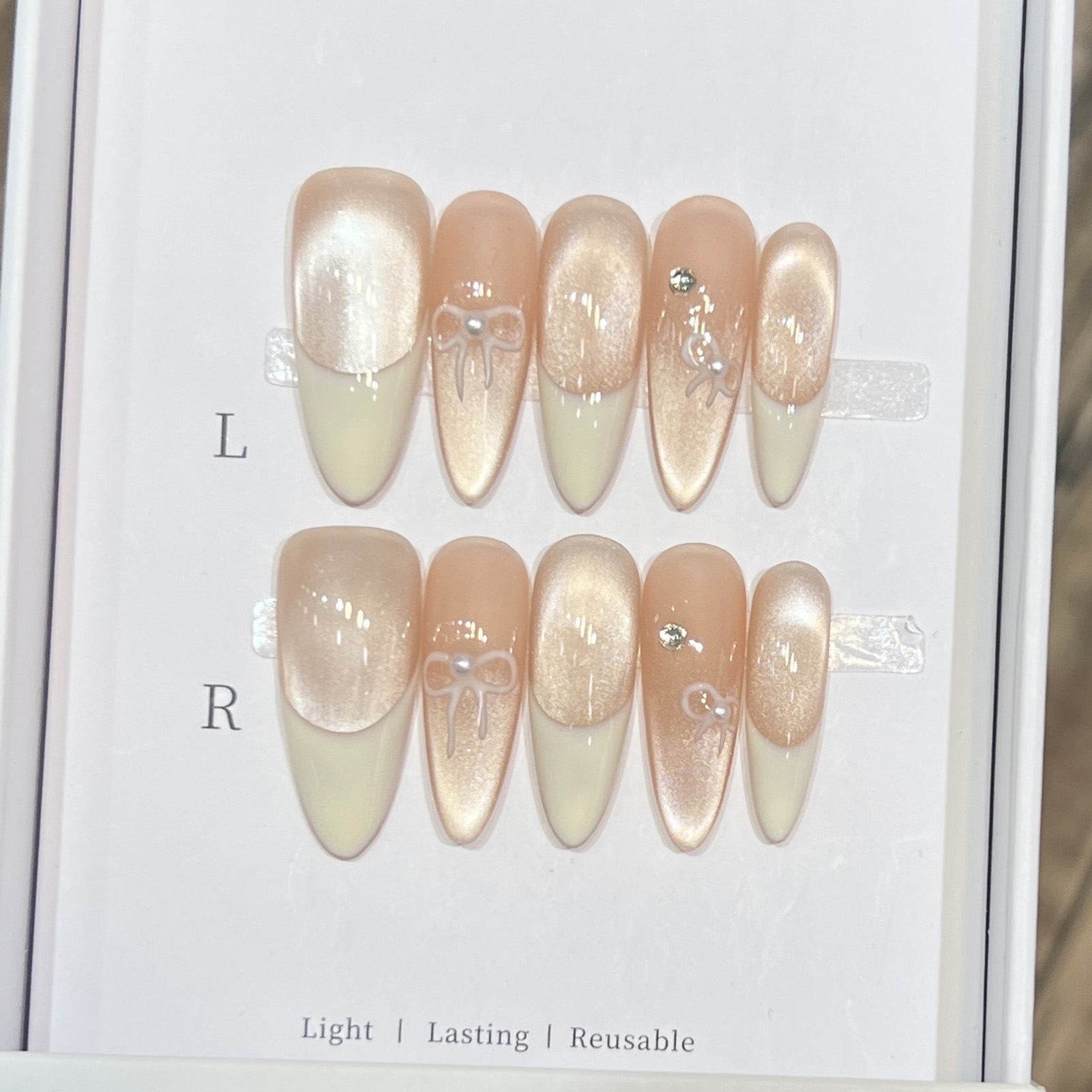 10PCS Almond Glossy Press On N - đánh giá và giá Nail Art Wedding