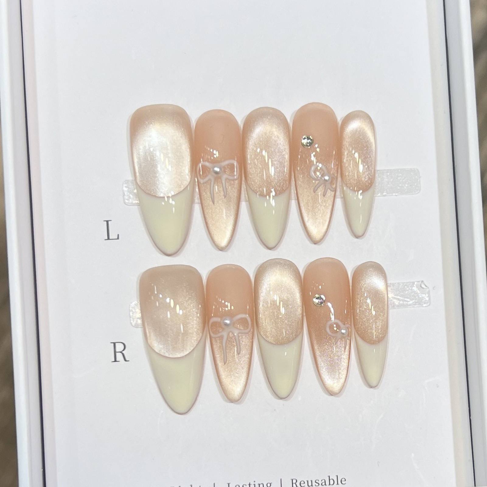 10PCS Almond Glossy Press On N - đánh giá và giá Nail Art Wedding
