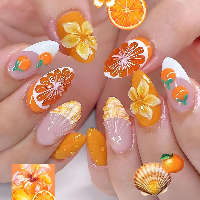24PCS Orange Citrus Press on N - đánh giá và giá Nail Art Orange