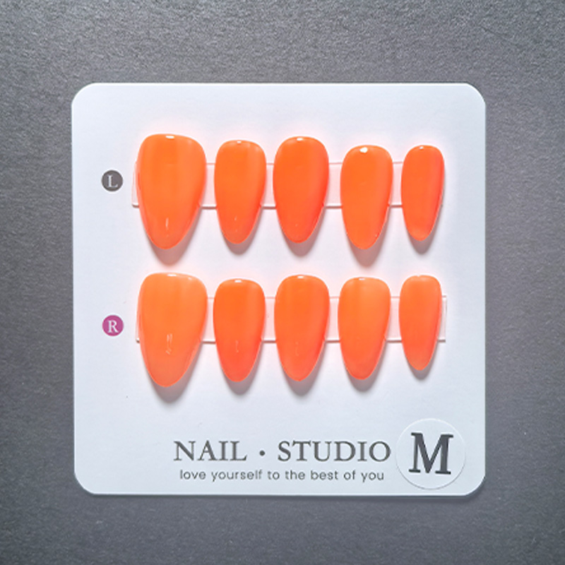 10pcs Almond Press on Nails Ha - đánh giá và giá Nail Art Orange
