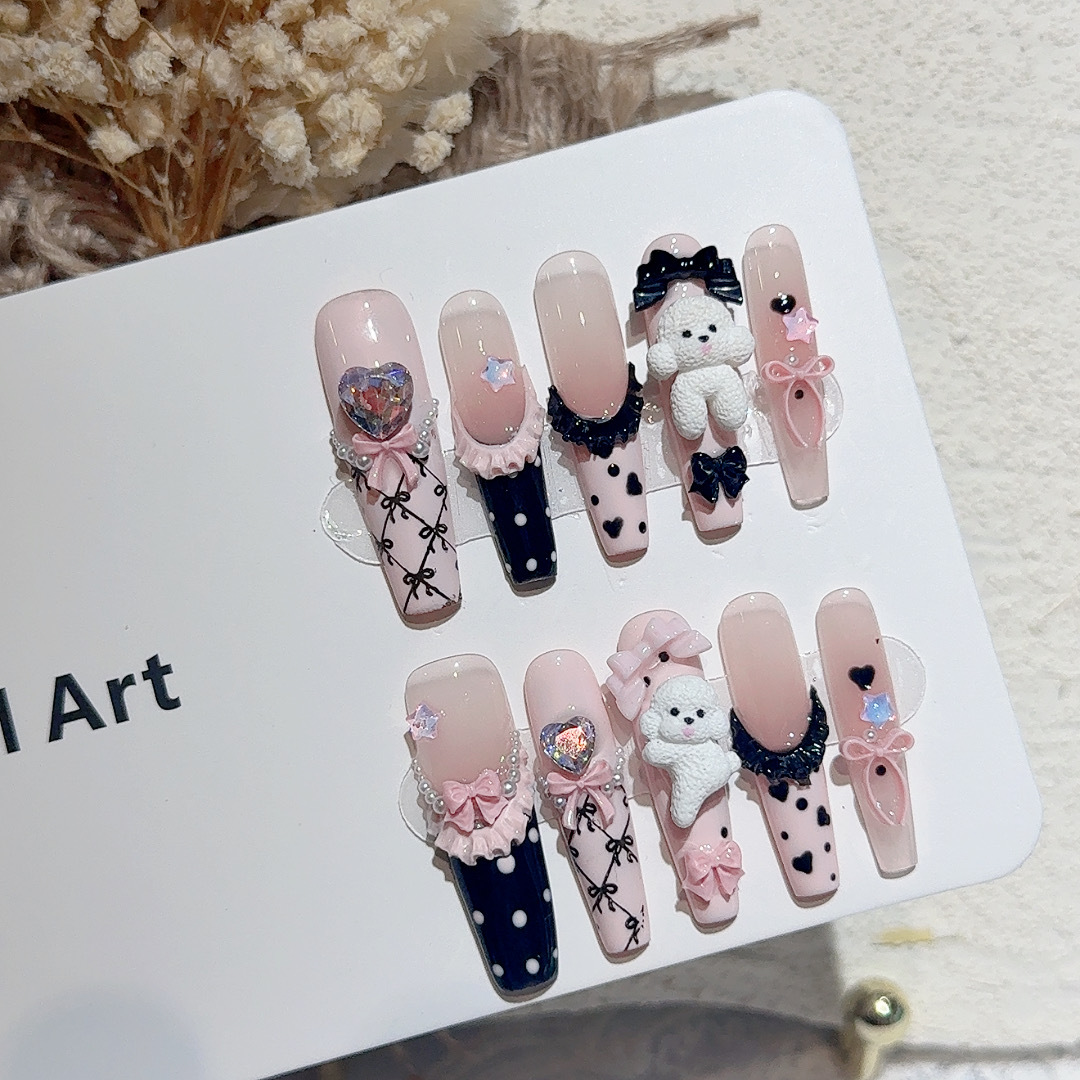 10PCS Black Lace Polka Dot Bal - đánh giá và giá Nail Art Wedding
