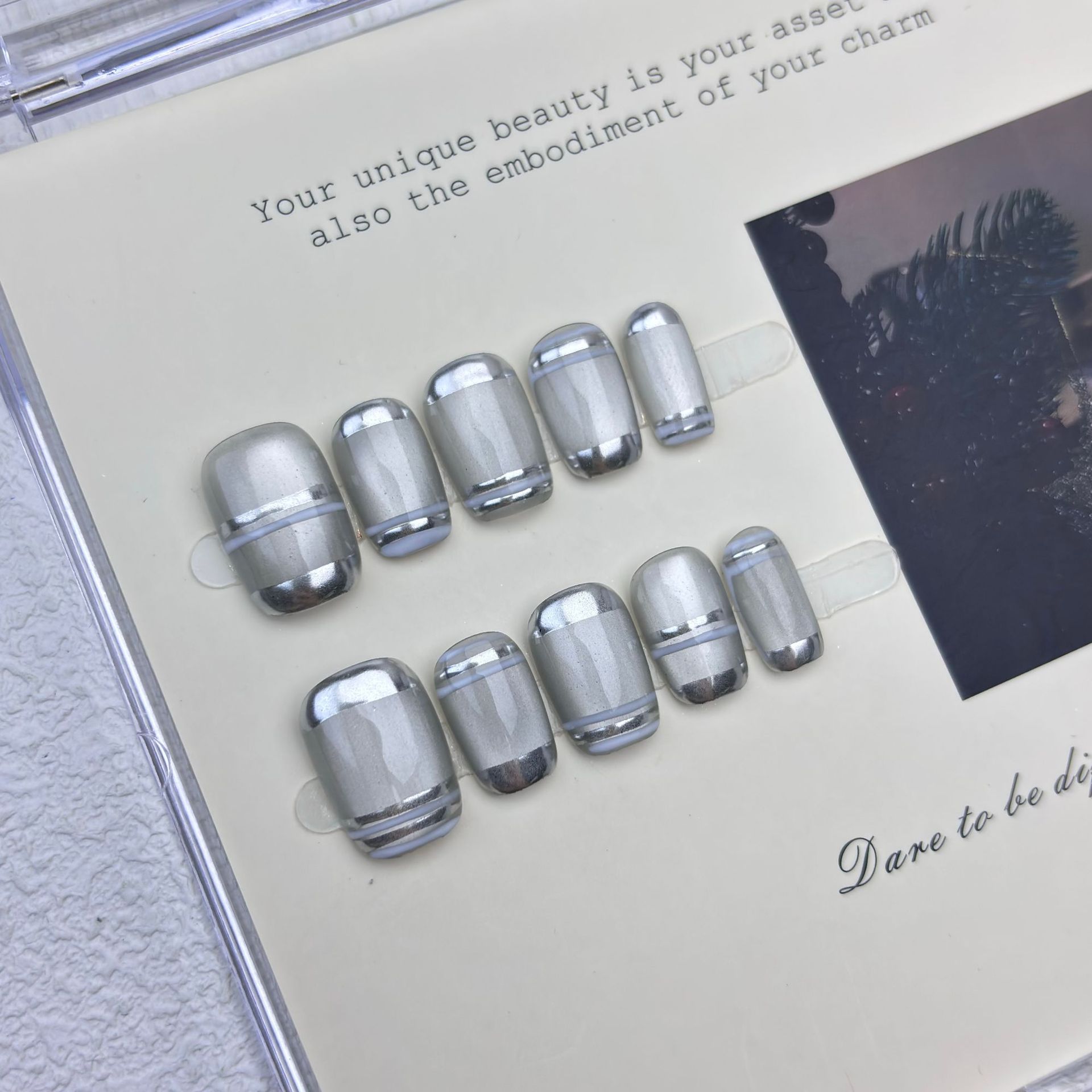 10pcs Aurora Chrome Press on N - đánh giá và giá Nail Art Eye Cat