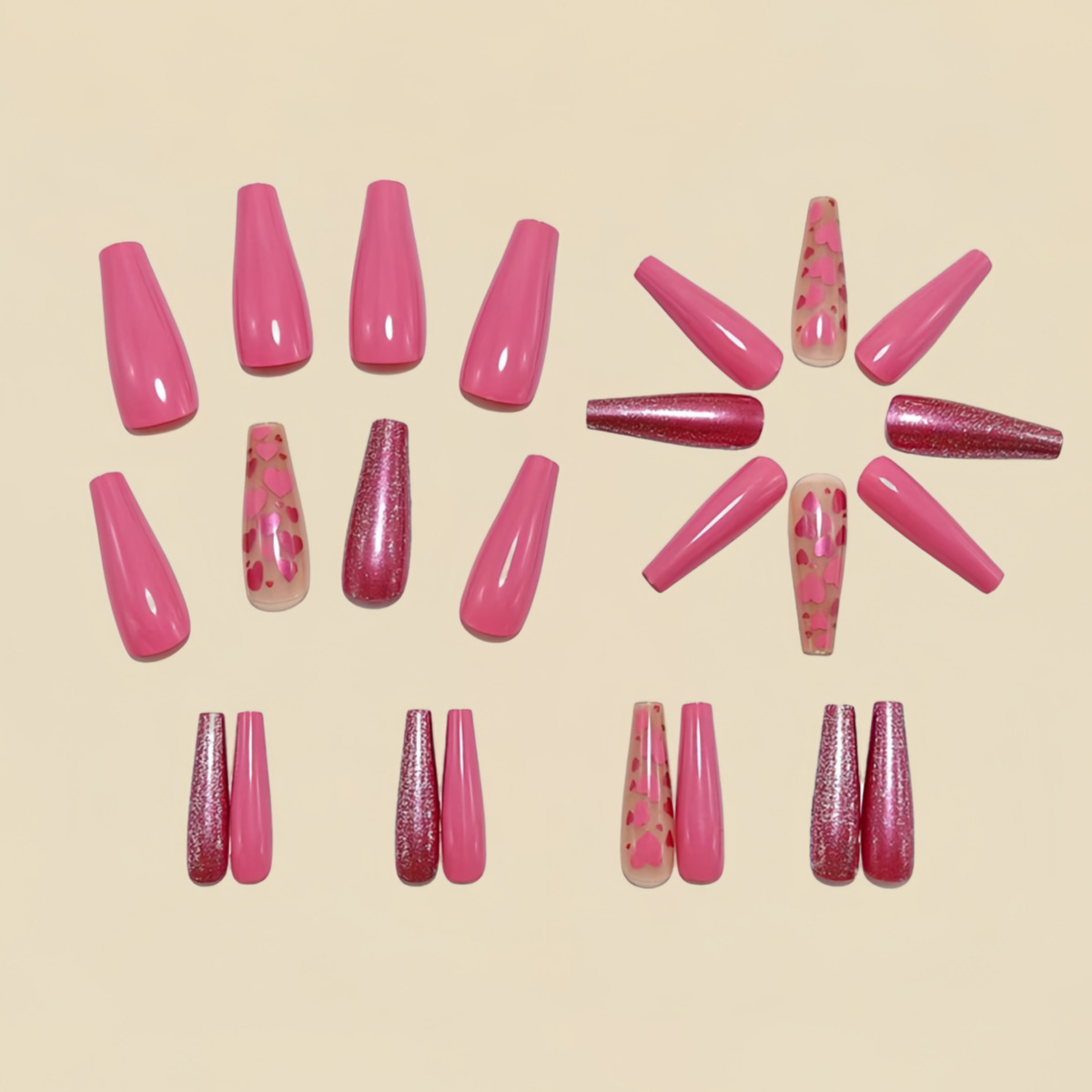 Medium long fake nails Pink bl - đánh giá và giá Nail Art Wedding