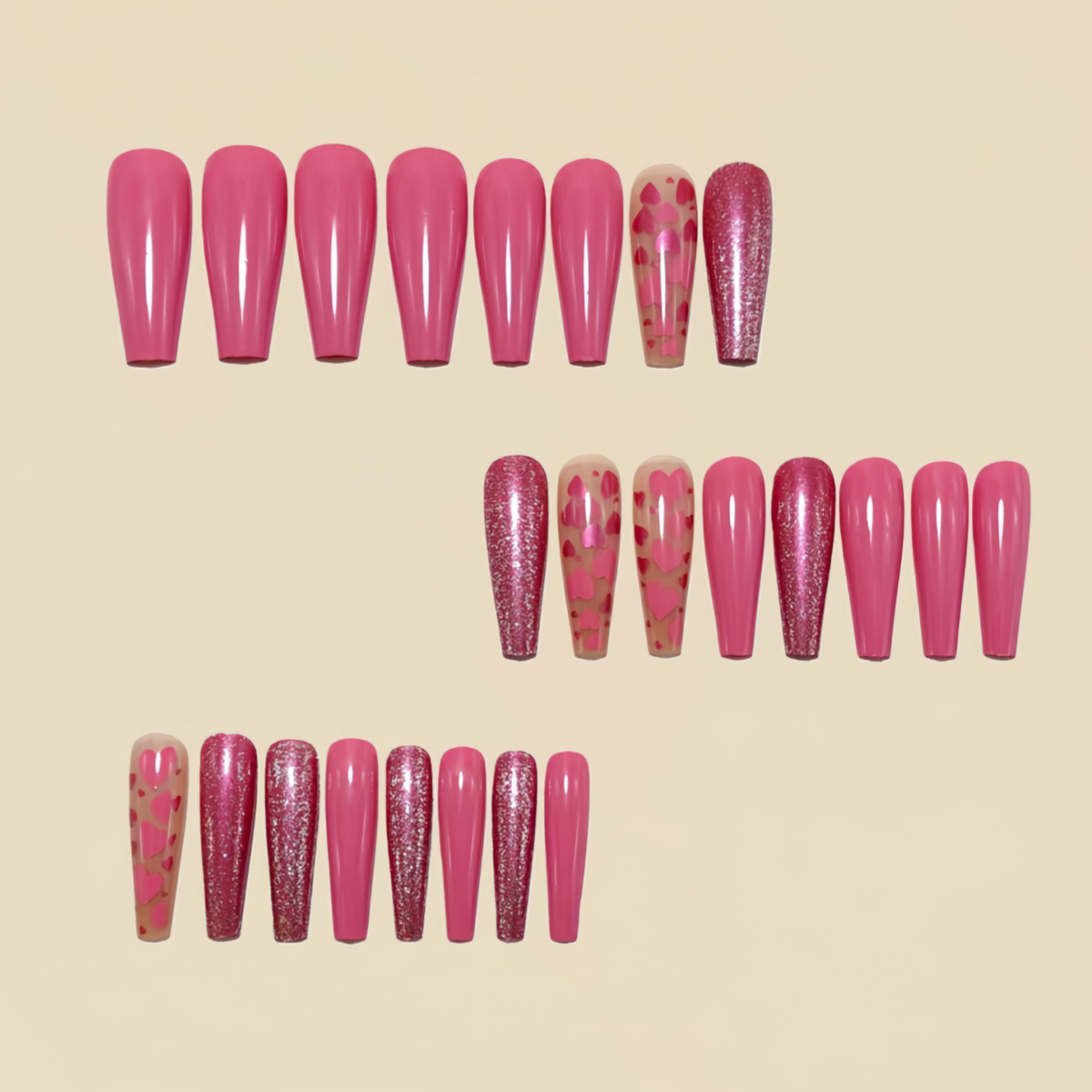 Medium long fake nails Pink bl - đánh giá và giá Nail Art Wedding