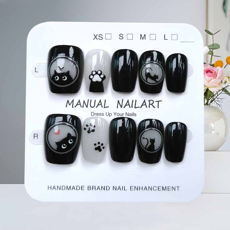 10Pcs Cute Cartoon Black Cat a - đánh giá và giá Nail Art Eye Cat
