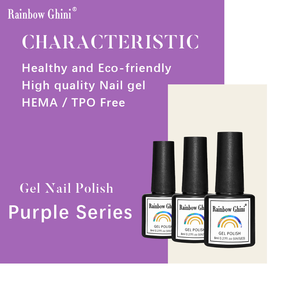 Rainbow Ghini 8ml Purple Serie - đánh giá và giá Nail Art Lilac