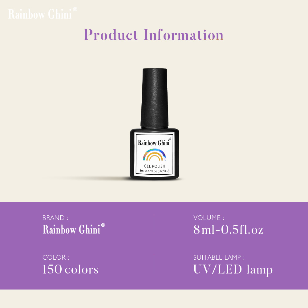 Rainbow Ghini 8ml Purple Serie - đánh giá và giá Nail Art Lilac